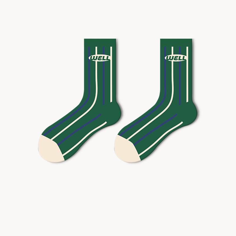 A Cup Of American - Non-Slip Retro Sweat Socks, Couples Models, Men And Women With The Same, Spring And Autumn Sports Socks
