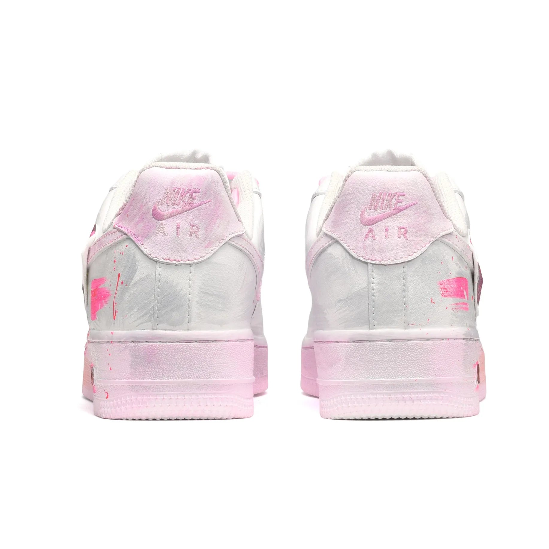 [Custom Fluorescent Graffiti] Air Force 1 Skateboarding Shoes Unisex Pink/Gray