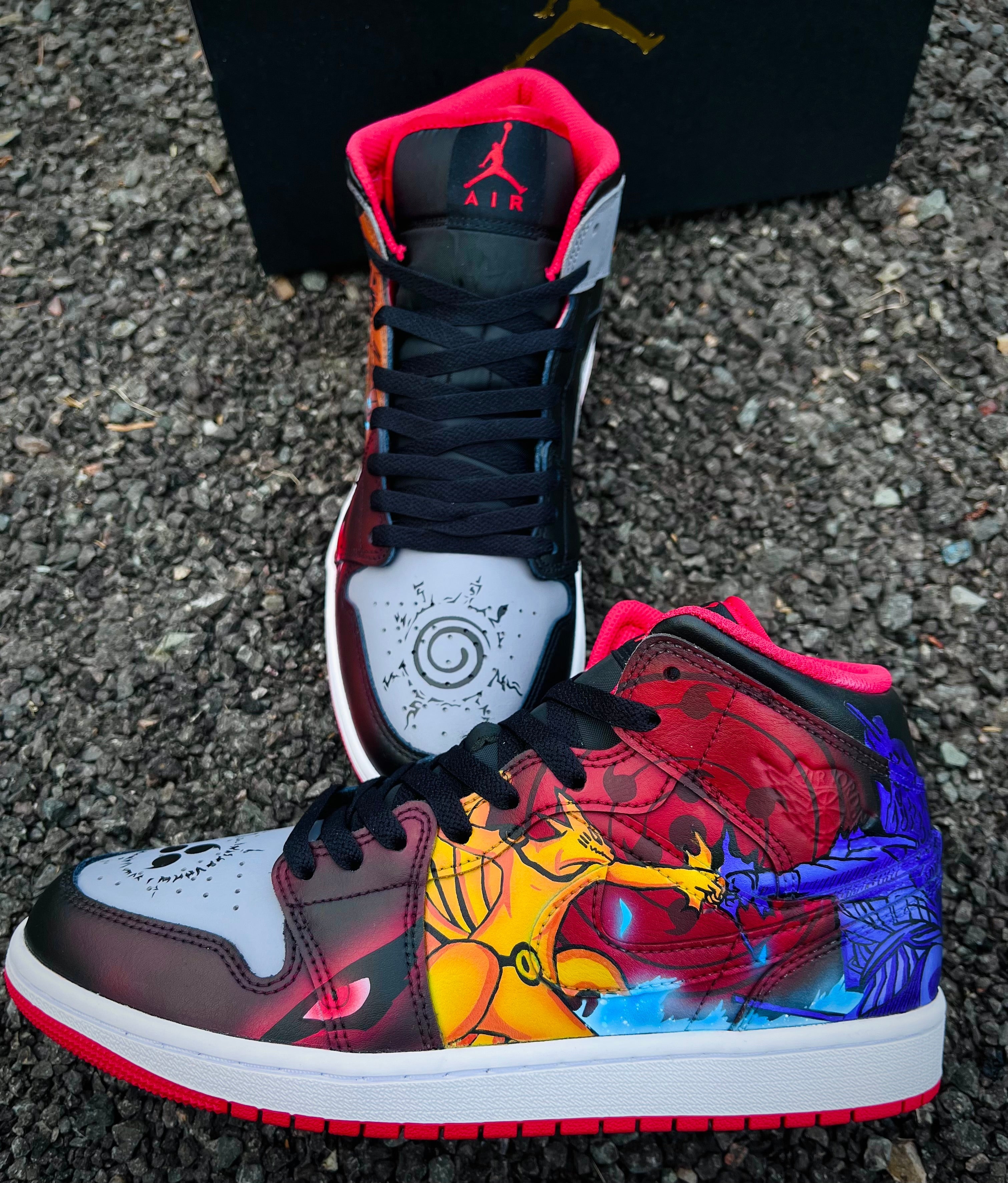 [Custom Naruto Vs Sasuke/ Kyubi Vs Susano] Jordan 1 Skateboarding Shoes Unisex