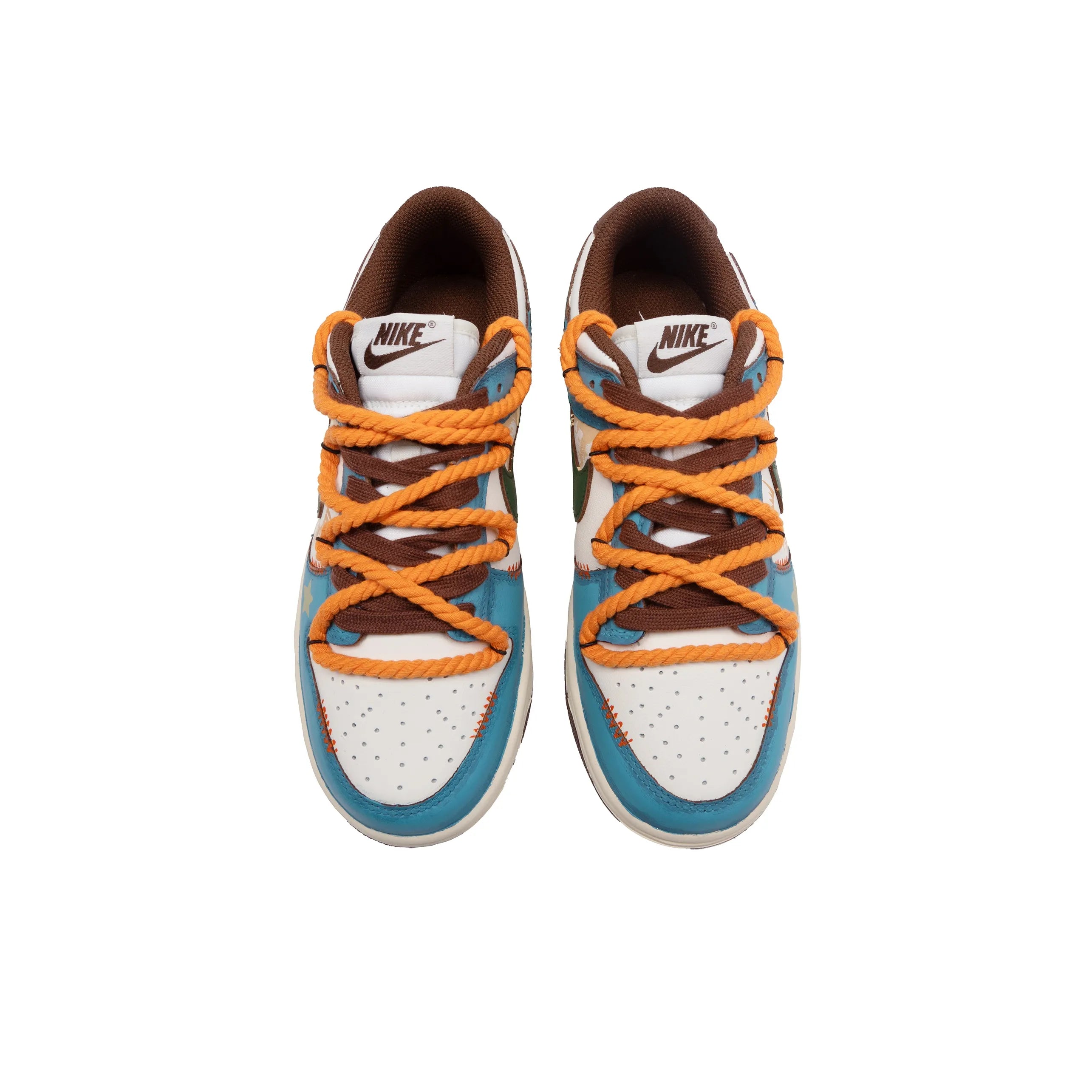 [Custom Magician] Dunk Skateboarding Shoes Unisex Graffiti Blue/Brown