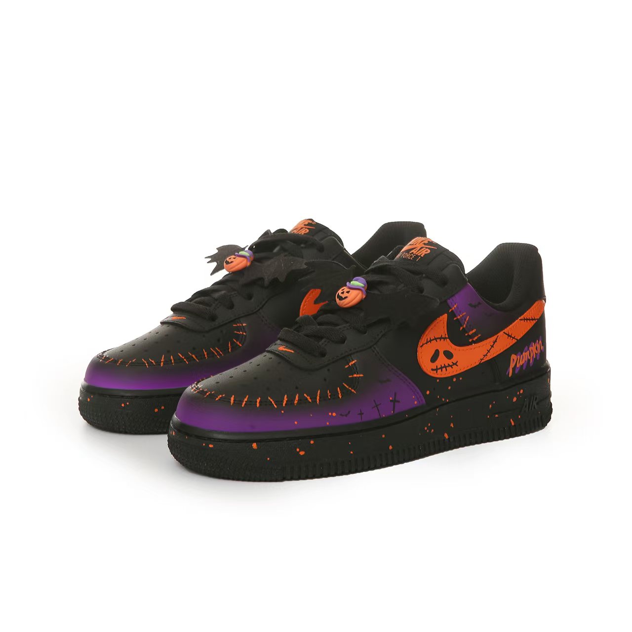 [Custom Ghost Party] Air Force 1 Low Skateboarding Shoes Unisex Black/Purple