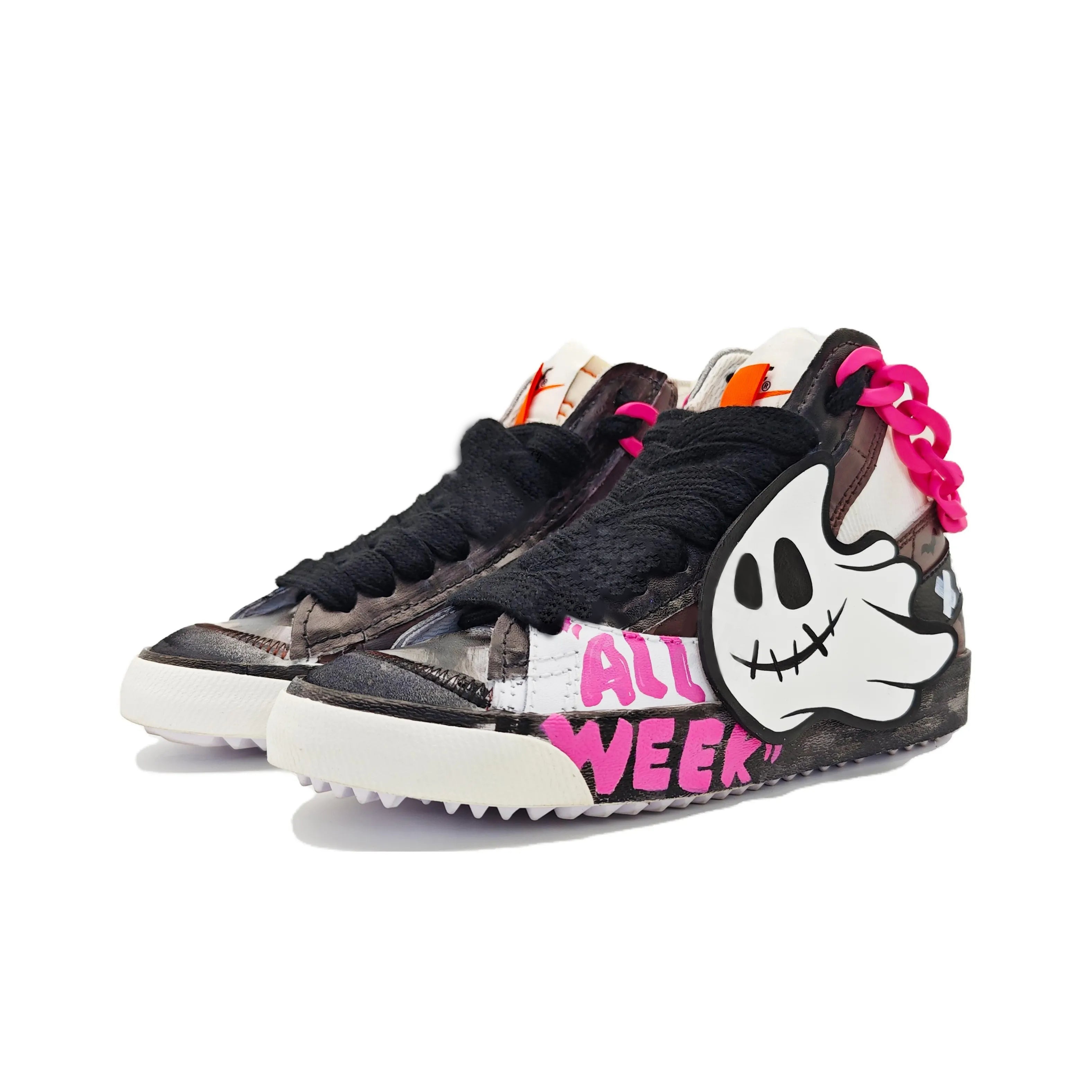 [Custom All Week] Blazer 77 Jumbo High Top Unisex Skateboarding Shoes Black/Pink