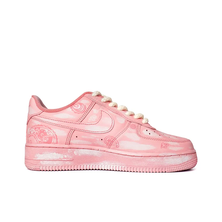 [Custom Blue And Pink Stucco Cashew Nut Flower] Air Force 1 Skateboarding Shoes Unisex