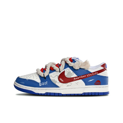 [Custom Emotional Traps] Dunk Low-top Skateboarding Shoes Men Blue/White