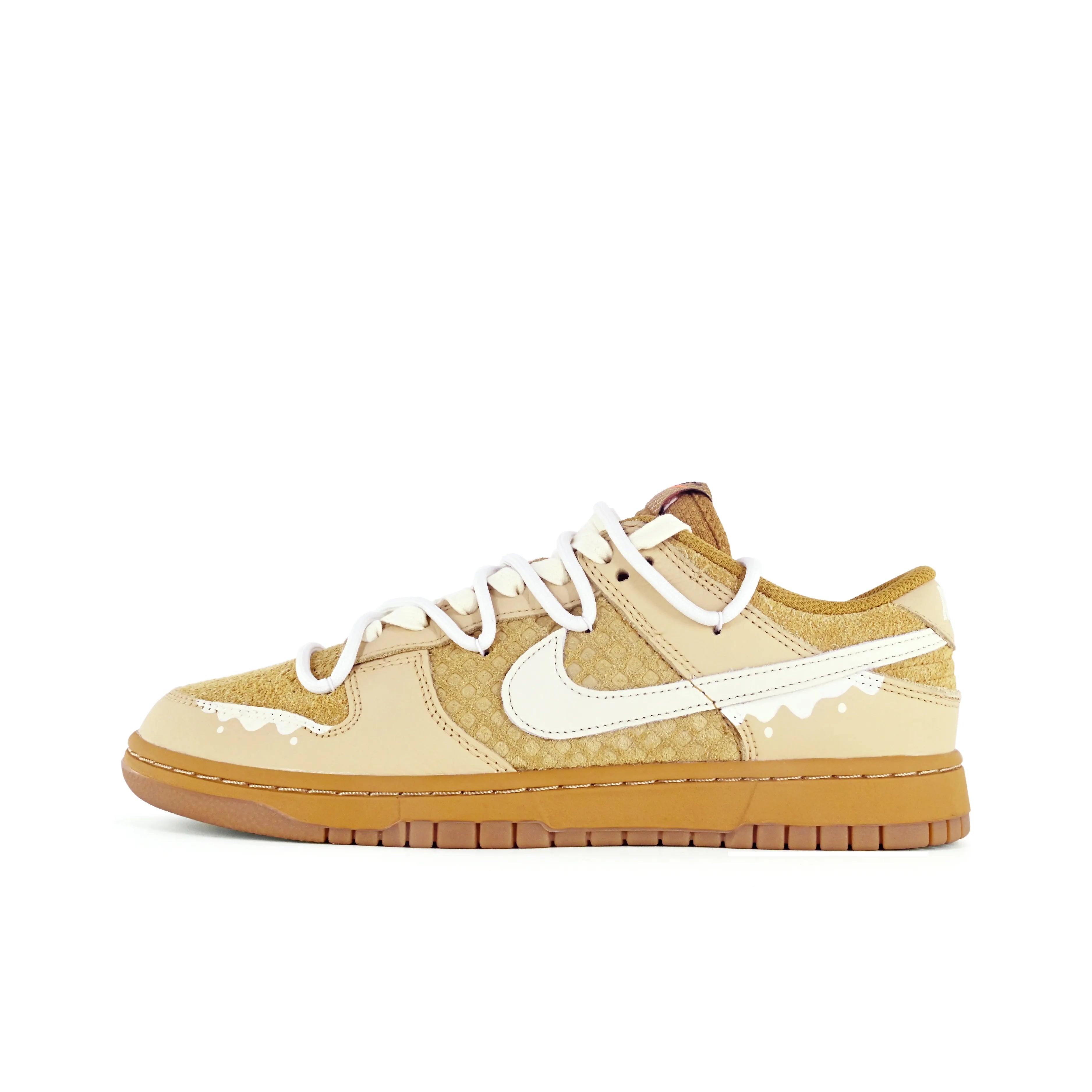 [Custom Milk Waffles] Dunk Low Skateboarding Shoes Unisex Brown/White