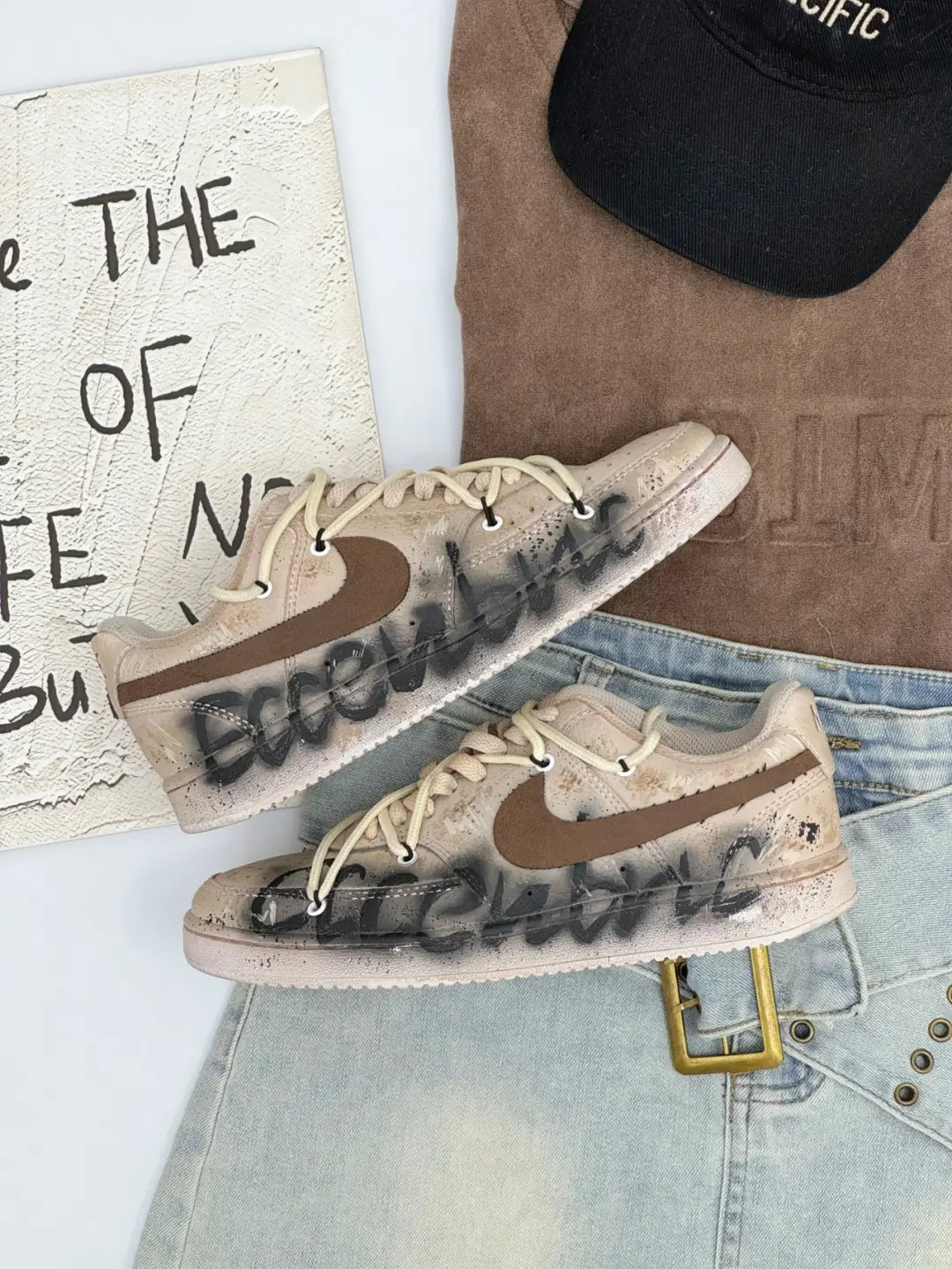 [Custom The End World] Court Vision Low Skateboard Shoes Unisex Graffiti