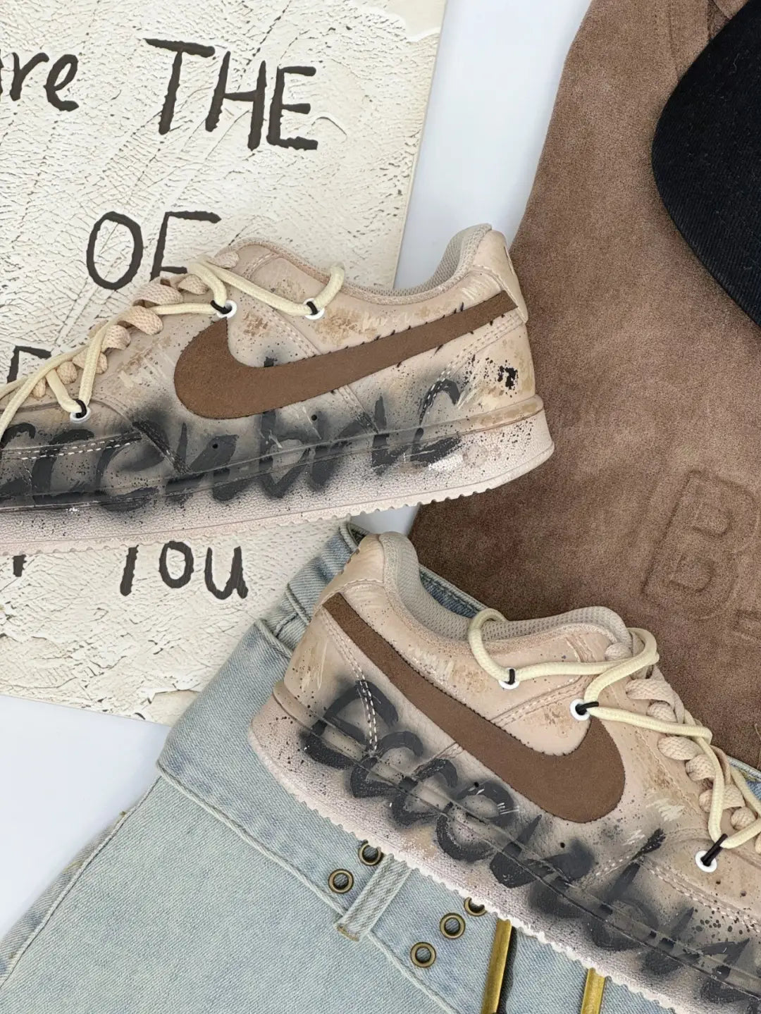 [Custom The End World] Court Vision Low Skateboard Shoes Unisex Graffiti