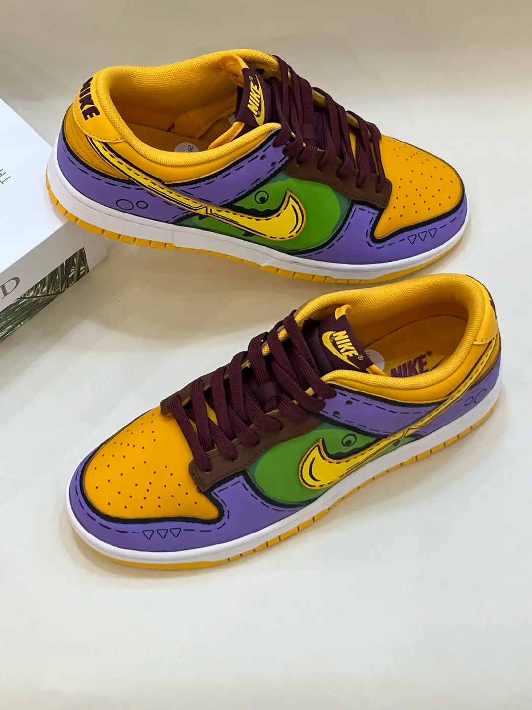 [Custom Radioactive Shark] Dunk Skateboarding Shoes Unisex Yellow/Purple/Green