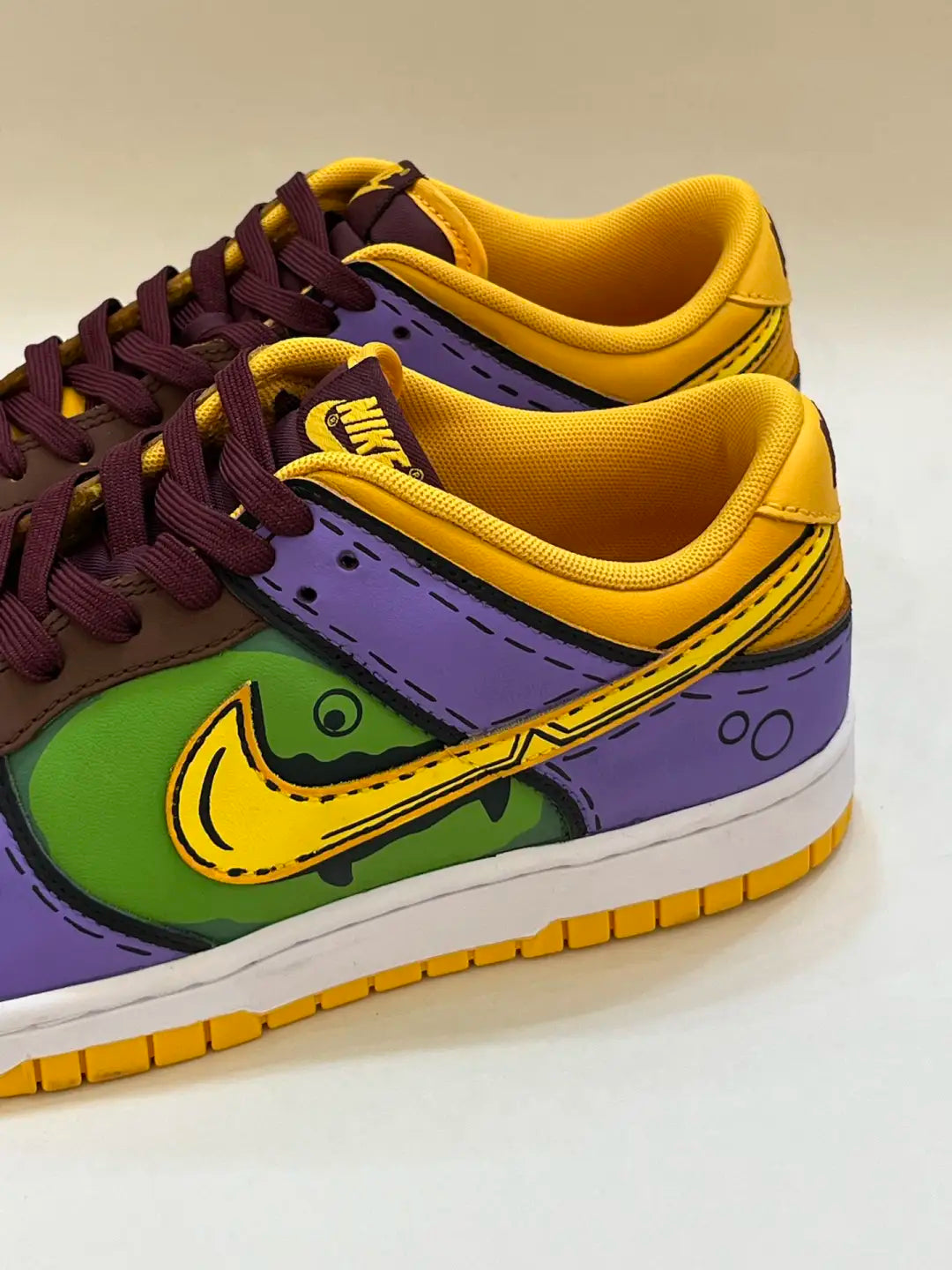 [Custom Radioactive Shark] Dunk Skateboarding Shoes Unisex Yellow/Purple/Green