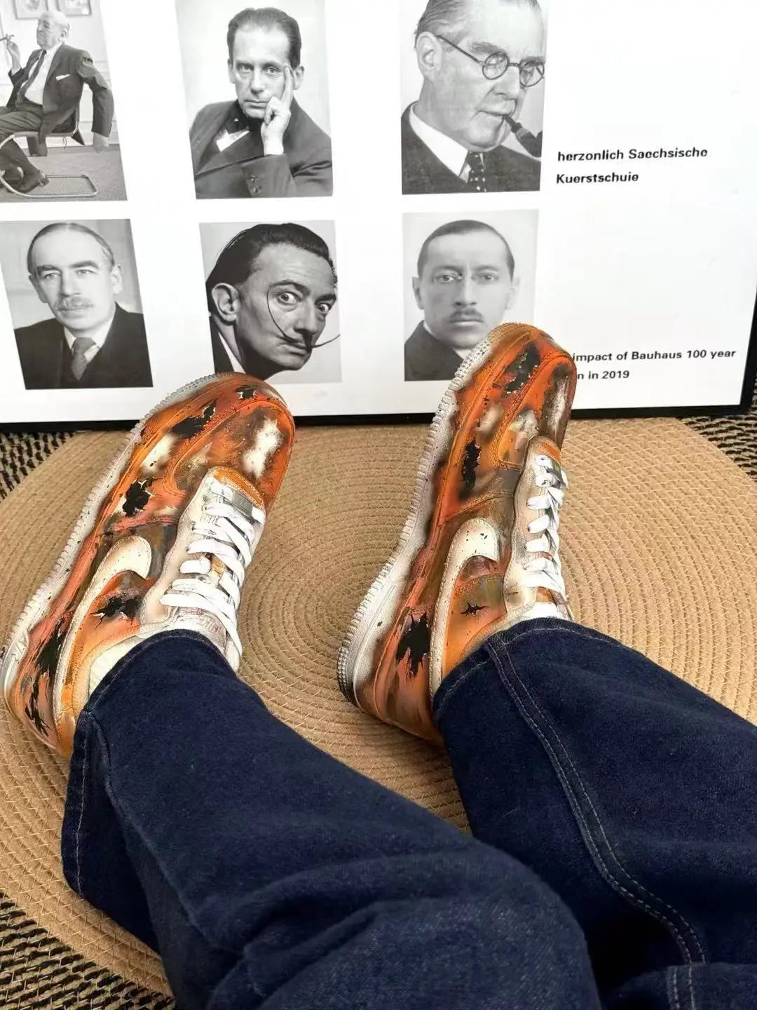 [Customized Damaged Space] Air Force 1 Low-top Shoes Unisex Black/Orange