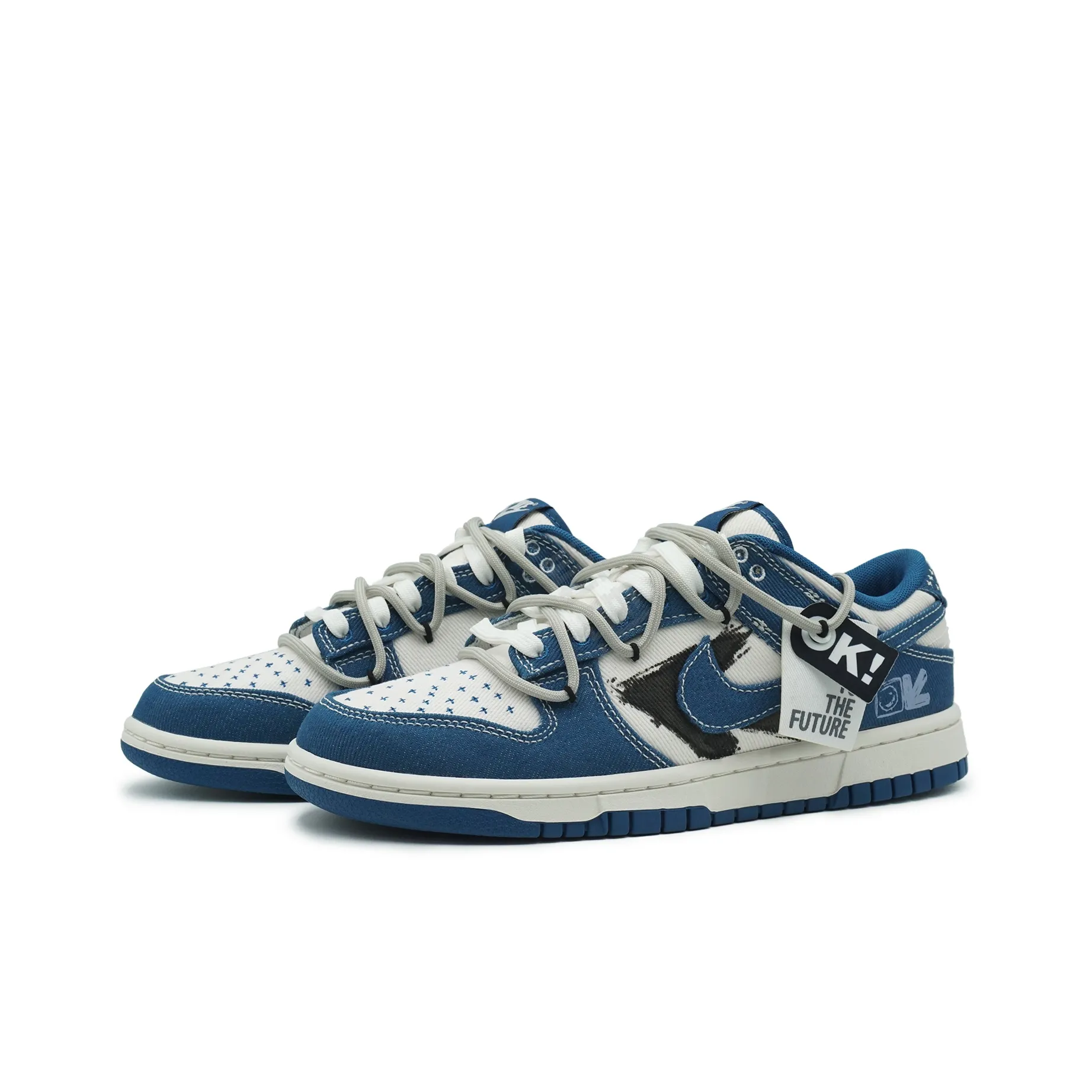 [Custom Blue Jean Rider] Dunk Low Skateboard Shoes Unisex Denim Style