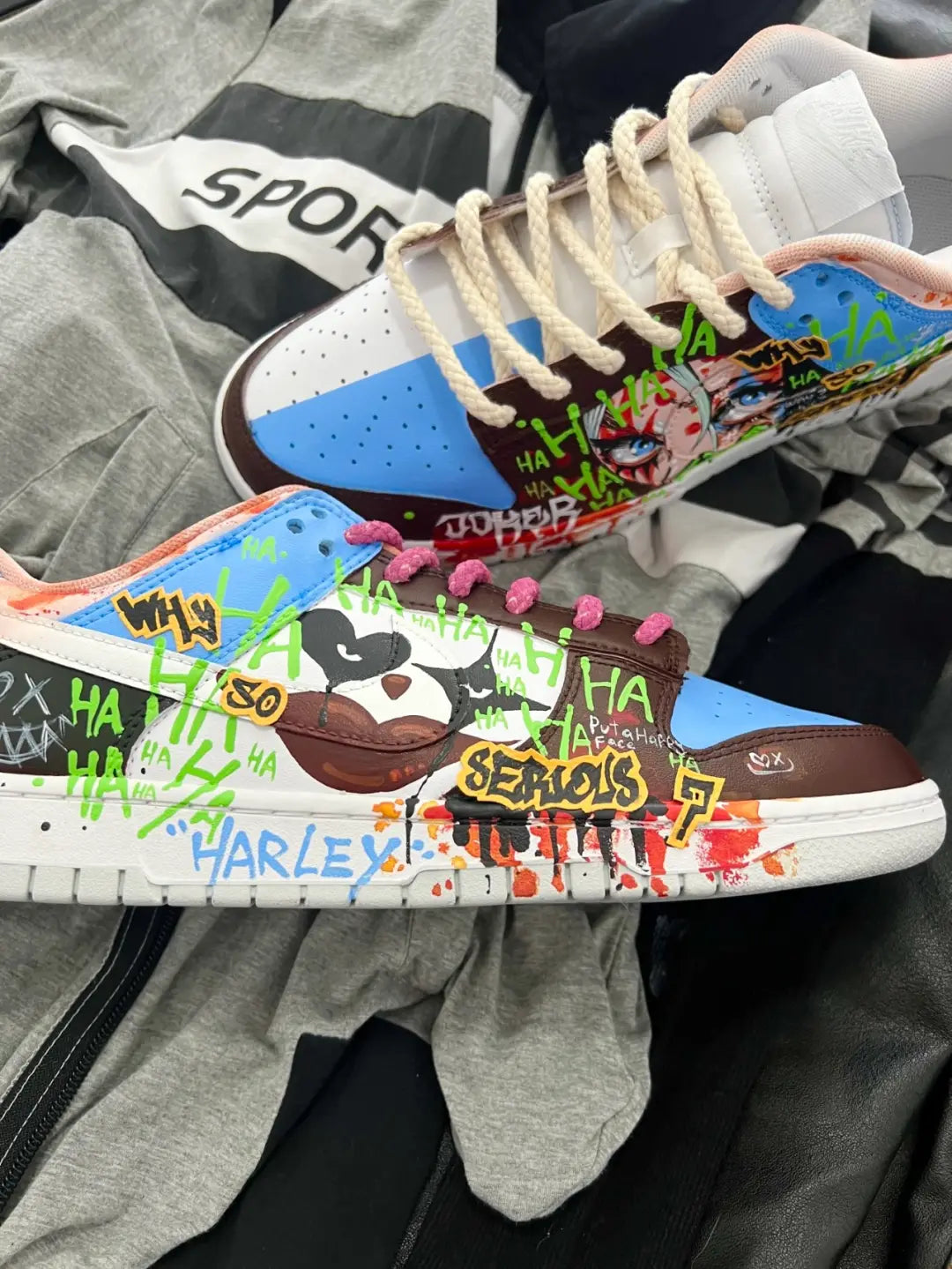 [Custom Doodle 1 Male E]  Dunk Skateboarding Shoes Spilt Color Shoes Men