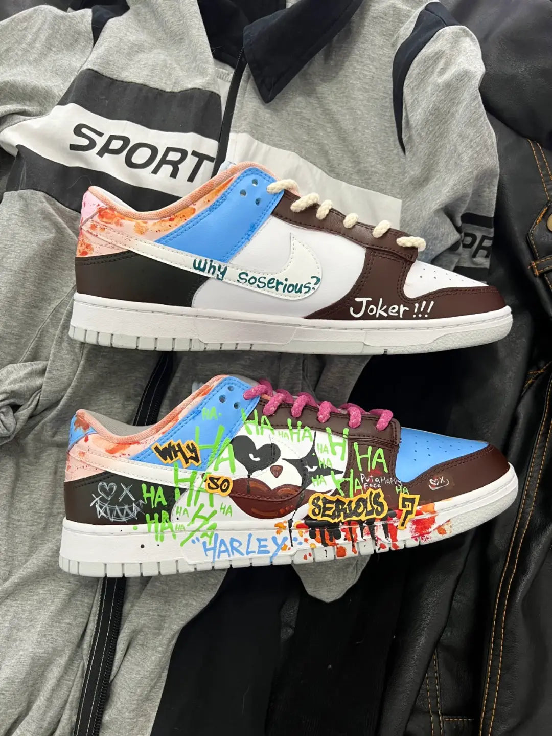 [Custom Doodle 1 Male E]  Dunk Skateboarding Shoes Spilt Color Shoes Men