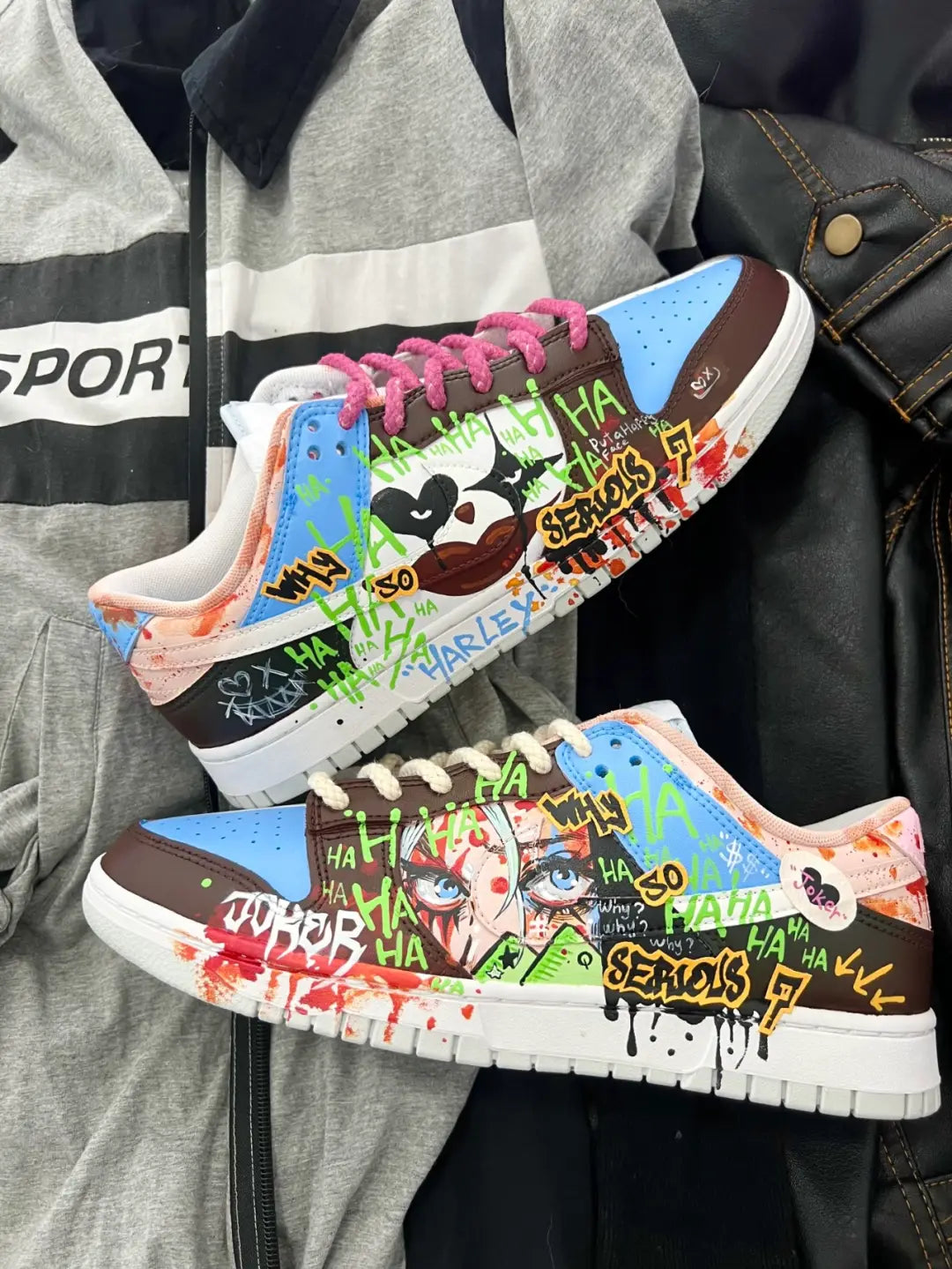 [Custom Doodle 1 Male E]  Dunk Skateboarding Shoes Spilt Color Shoes Men