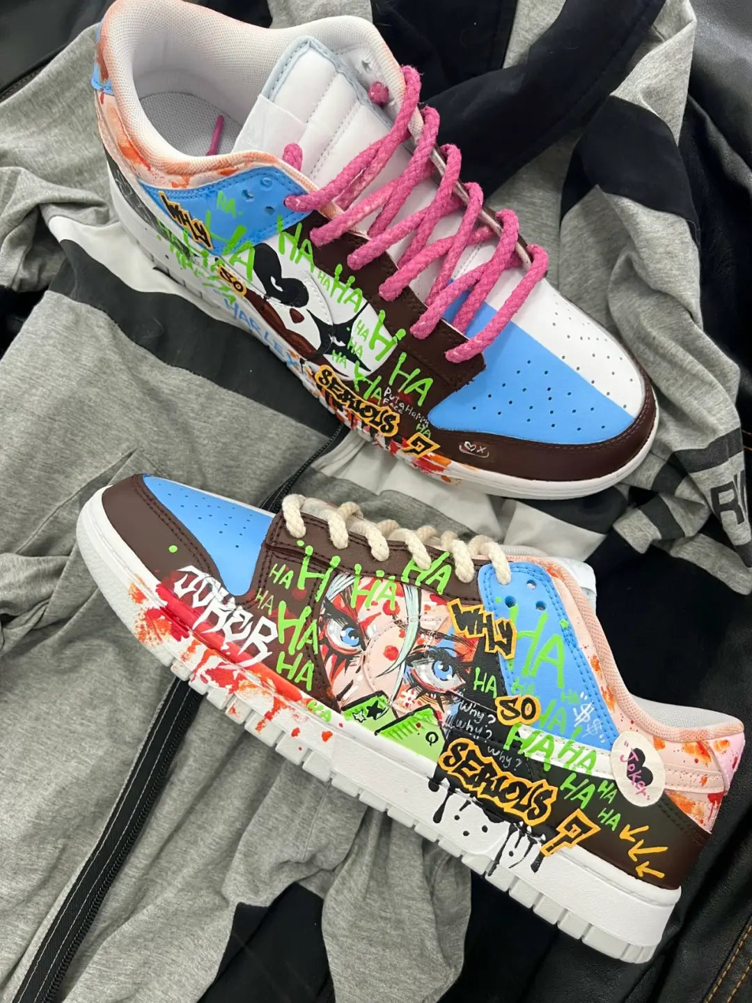 [Custom Doodle 1 Male E]  Dunk Skateboarding Shoes Spilt Color Shoes Men