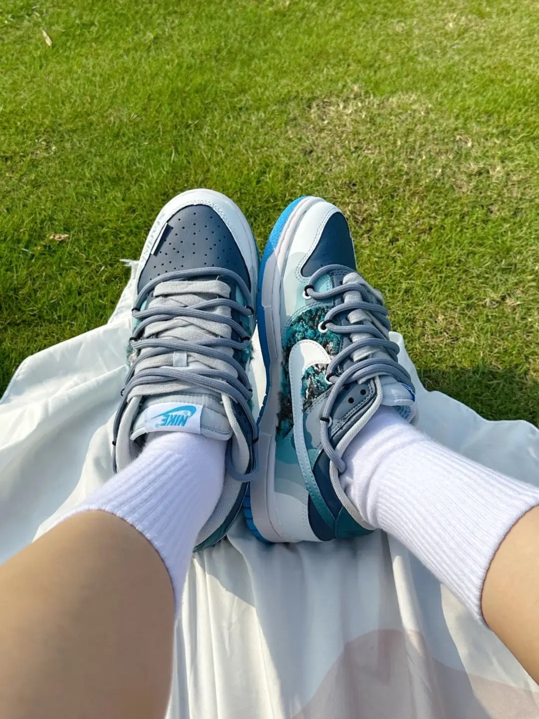 [Custom Marine Conservation: Marine Plankton] Dunk Low Skateboard Shoes Unisex Blue