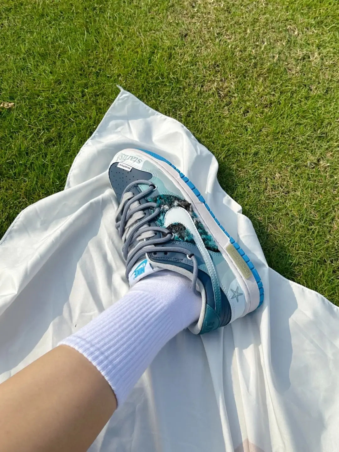 [Custom Marine Conservation: Marine Plankton] Dunk Low Skateboard Shoes Unisex Blue