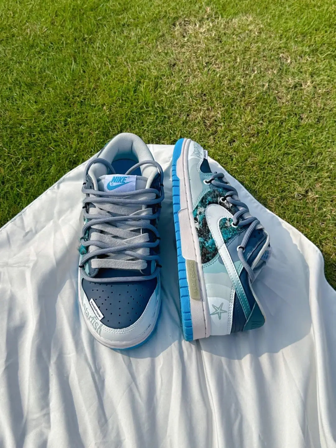 [Custom Marine Conservation: Marine Plankton] Dunk Low Skateboard Shoes Unisex Blue