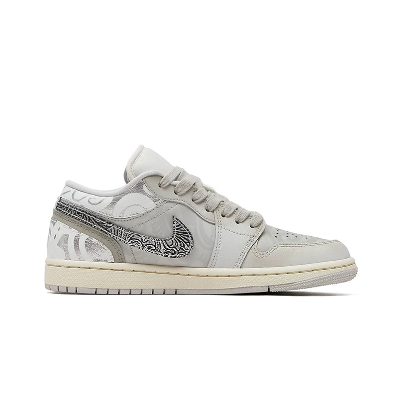 [Custom Soaring Serpent] Air Jordan Low - Top Skateboarding Shoes Unisex Gray/Silver