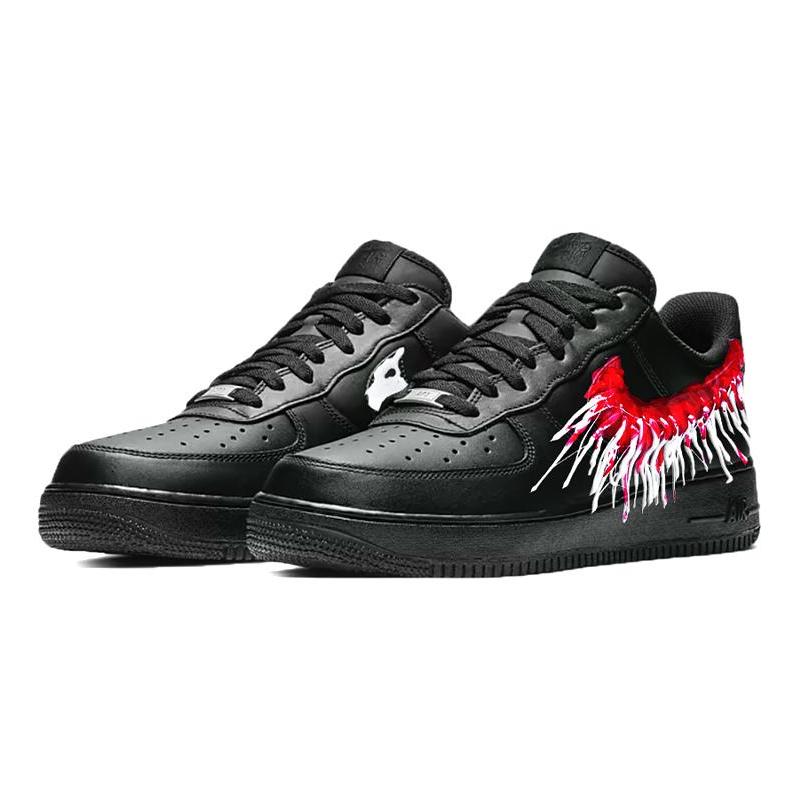 [Custom Female bloody teeth]  Air Force 1 Skateboarding Shoes Women's Low-top Black