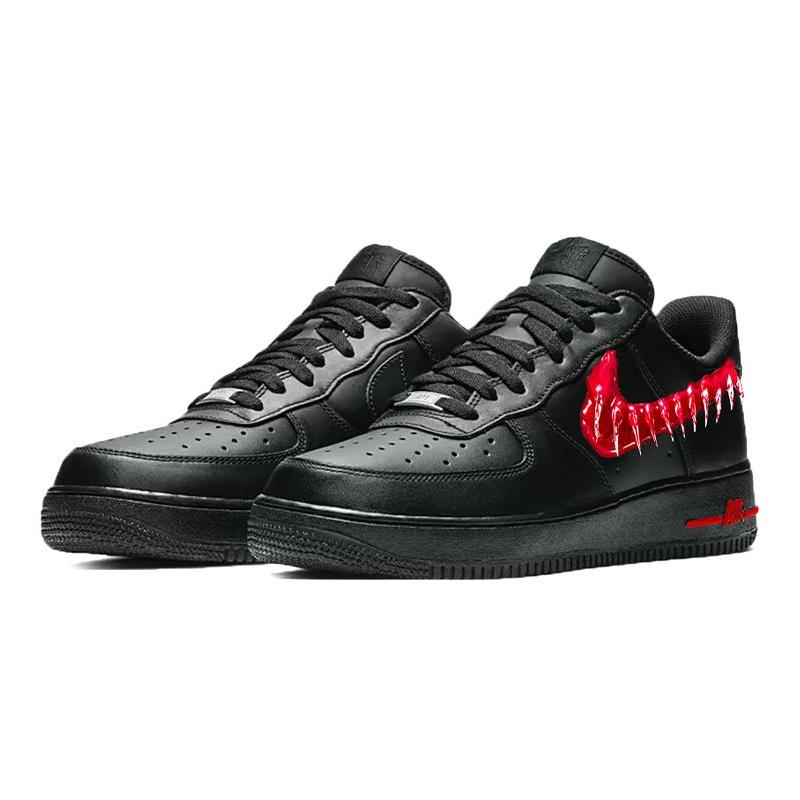 [Custom Women's Bloodstained Teeth 2.0]  Air Force 1 Skateboarding Shoes Women's Low-top Black