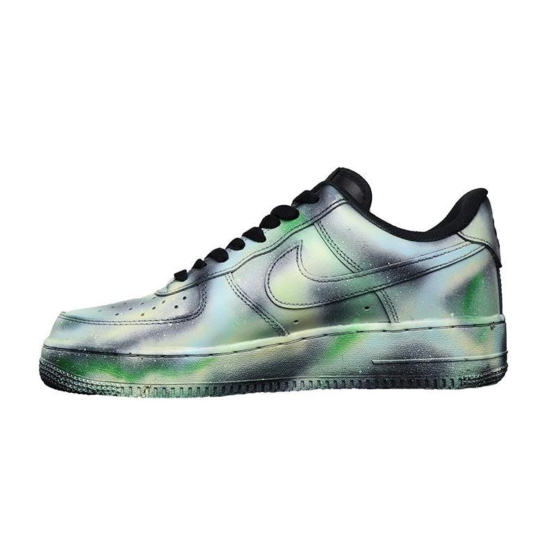 [Custom spray-painted mandarin ducks]  Air Force 1 Skateboarding Shoes Women's Low-top Blue-green Mandarin Duck