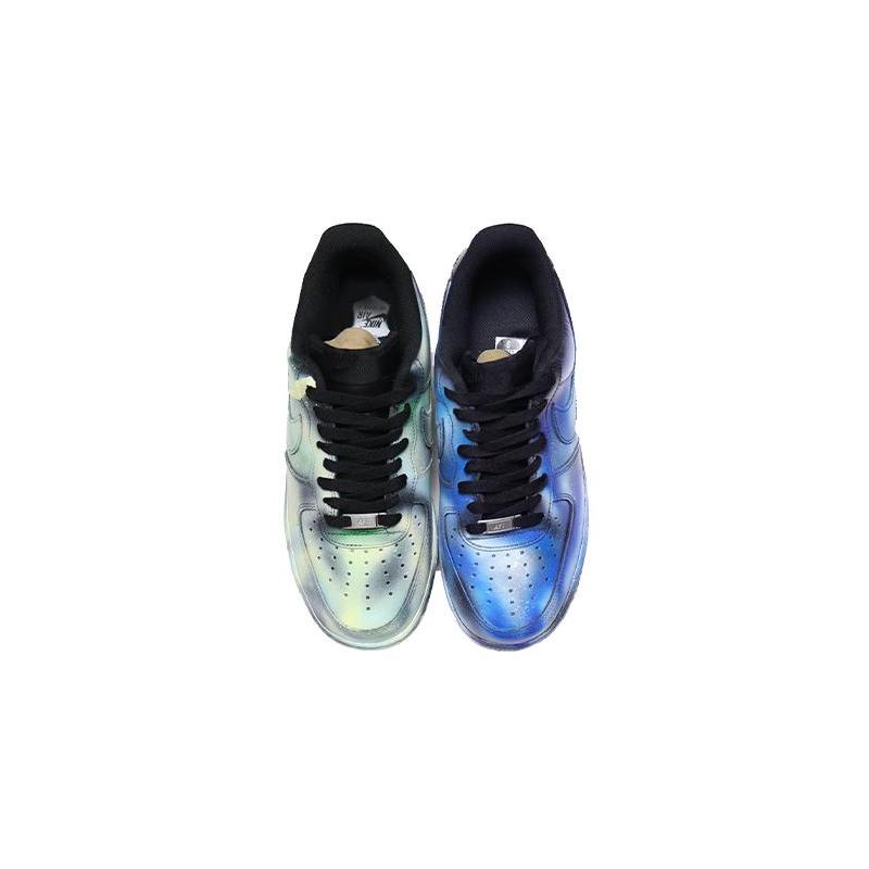 [Custom spray-painted mandarin ducks]  Air Force 1 Skateboarding Shoes Women's Low-top Blue-green Mandarin Duck