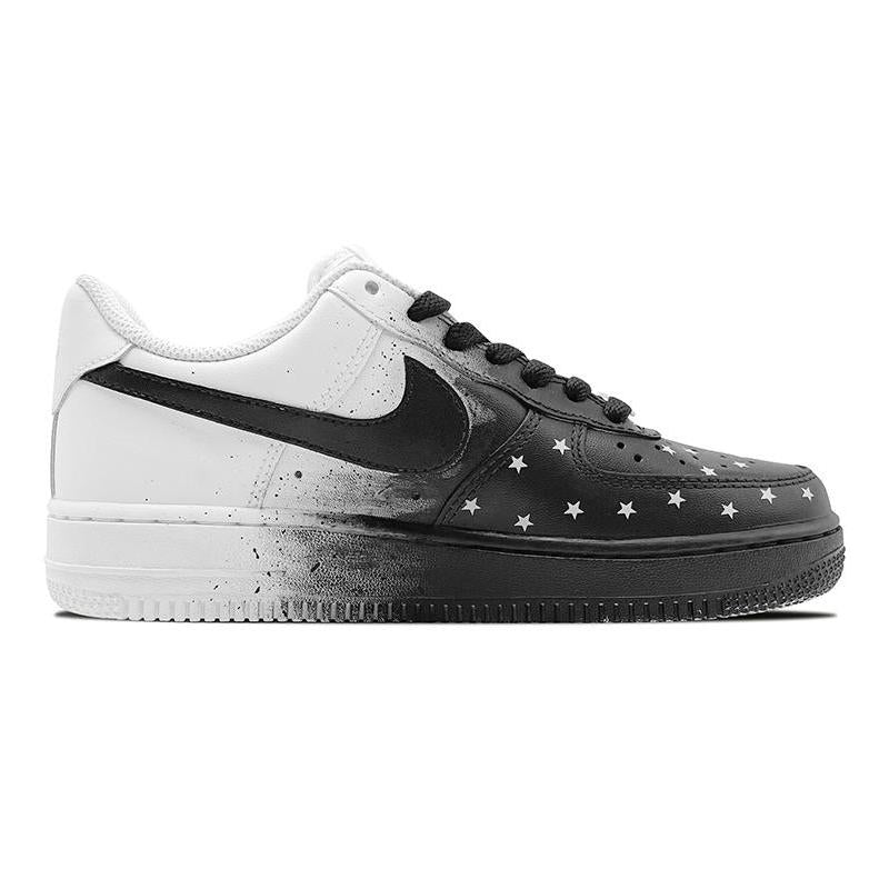 [Custom The female style of "E" features a sky full of black and white ink-wash stars]  Air Force 1 Skateboarding Shoes Women's Low-top Black/white