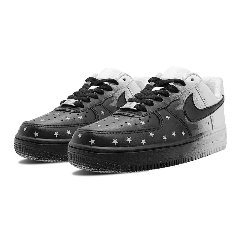 [Custom The female style of "E" features a sky full of black and white ink-wash stars]  Air Force 1 Skateboarding Shoes Women's Low-top Black/white