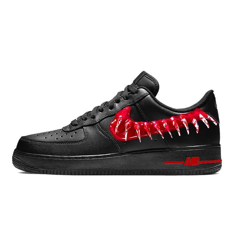 [Custom Men's Bloodstained Teeth 2.0]  Air Force 1 Skateboarding Shoes Men Low-top Black