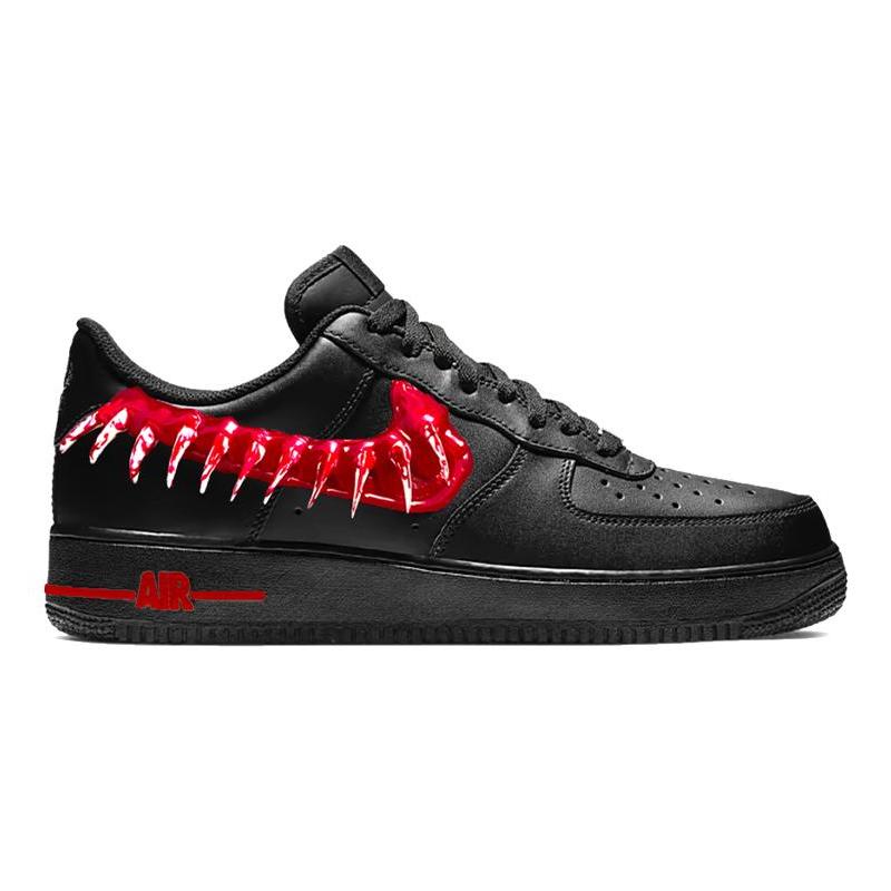 [Custom Men's Bloodstained Teeth 2.0]  Air Force 1 Skateboarding Shoes Men Low-top Black