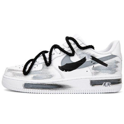 [Custom Broken blade crack]  Air Force 1 Skateboard Shoes Men Low-Top White/Black