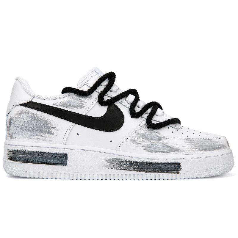 [Custom Broken blade crack]  Air Force 1 Skateboard Shoes Men Low-Top White/Black
