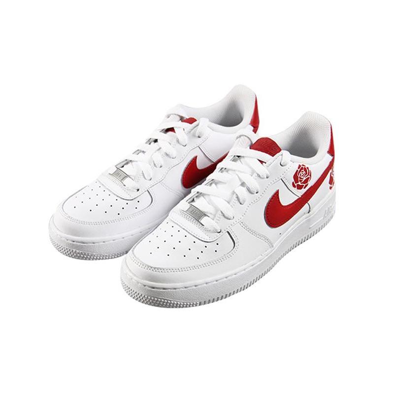[Custom Valentine's Day spray painting roses in red and white]  Air Force 1 Skateboarding Shoes Men Low-top White/Red