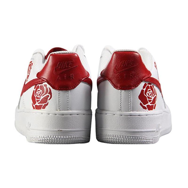 [Custom Valentine's Day spray painting roses in red and white]  Air Force 1 Skateboarding Shoes Men Low-top White/Red