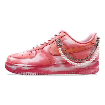 [Custom Dye pink]  Air Force 1 Skateboarding Shoes Men Low-top Powder