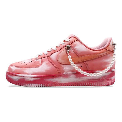 [Custom Dye pink]  Air Force 1 Skateboarding Shoes Men Low-top Powder