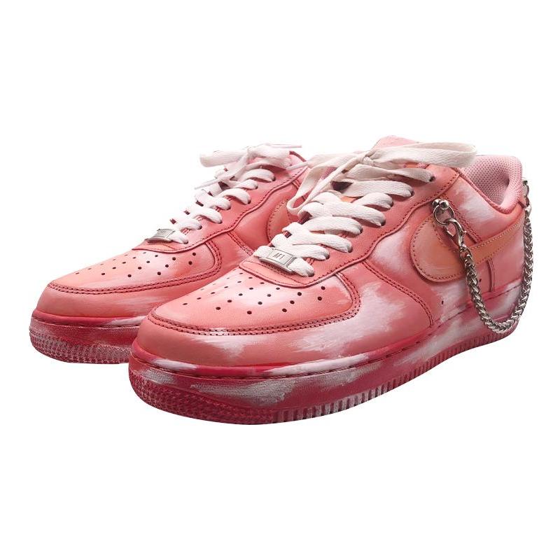 [Custom Dye pink]  Air Force 1 Skateboarding Shoes Men Low-top Powder