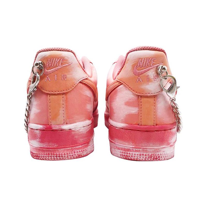 [Custom Dye pink]  Air Force 1 Skateboarding Shoes Men Low-top Powder