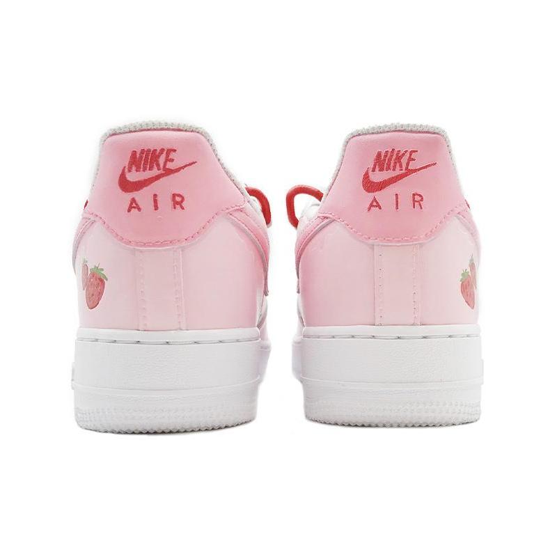 [Custom Strawberry hand-painted pink and white]  Air Force 1 Skateboarding Shoes Men Low-top Pink/white