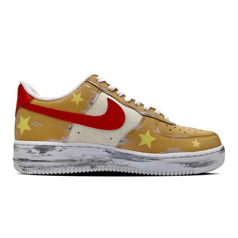 [Custom Alcohol scratch-off cards are used to age the red and yellow stars]  Air Force 1 Skateboarding Shoes Men