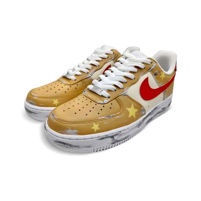 [Custom Alcohol scratch-off cards are used to age the red and yellow stars]  Air Force 1 Skateboarding Shoes Men