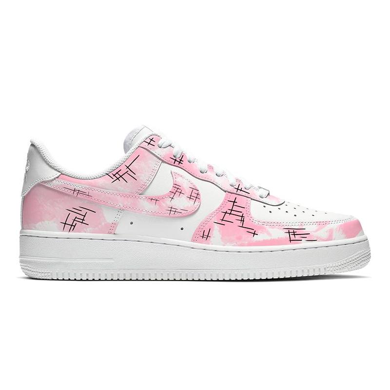 [Custom Men's and women's Jeremy pink and white]  Air Force 1 Skateboarding Shoes Unisex
