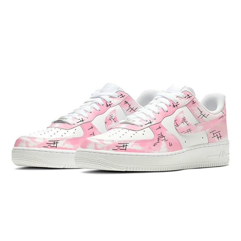 [Custom Men's and women's Jeremy pink and white]  Air Force 1 Skateboarding Shoes Unisex