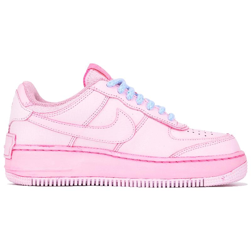 [Custom Women's pixel heart pink color]  Air Force 1 Skateboarding Shoes Women's Low-top Pink/silver