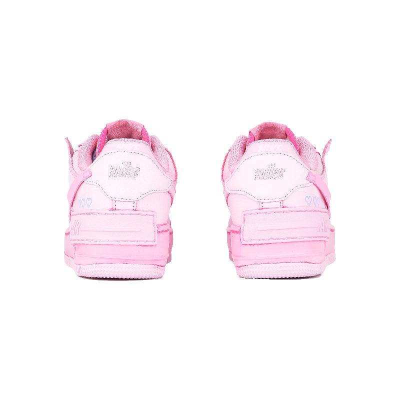 [Custom Women's pixel heart pink color]  Air Force 1 Skateboarding Shoes Women's Low-top Pink/silver