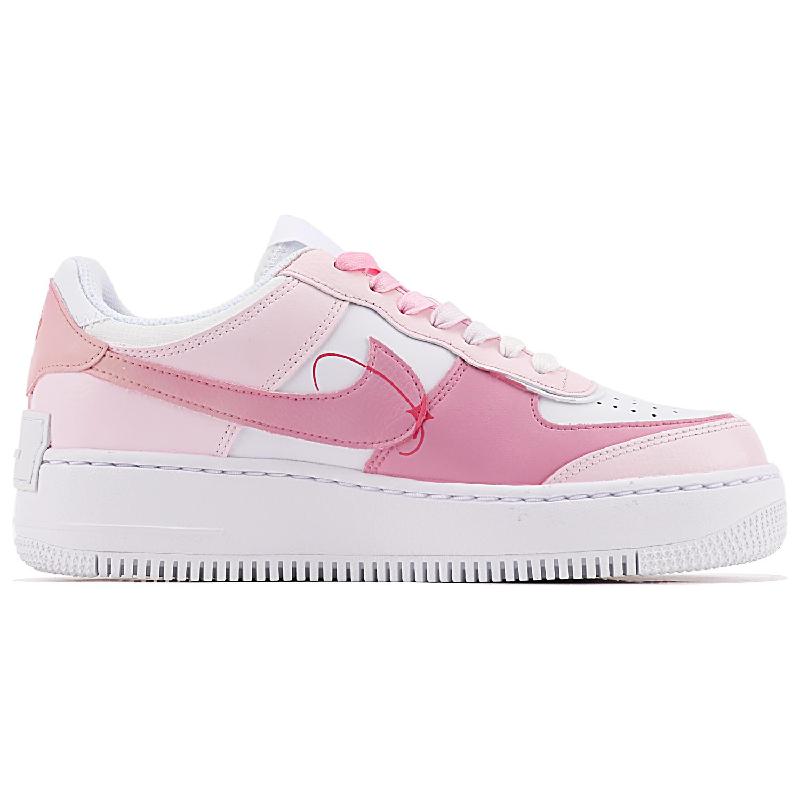 [Custom Rose GirL]  Air Force 1 Skateboarding Shoes Women's Low-top Pink/white