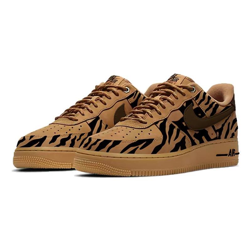 [Custom Tiger print spray painting for both men and women]  Air Force 1 Skateboarding Shoes Unisex