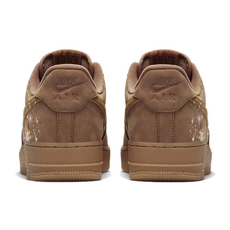 [Custom Christmas bell ringing]  Air Force 1 Skateboarding Shoes Unisex Low-top Brown/White