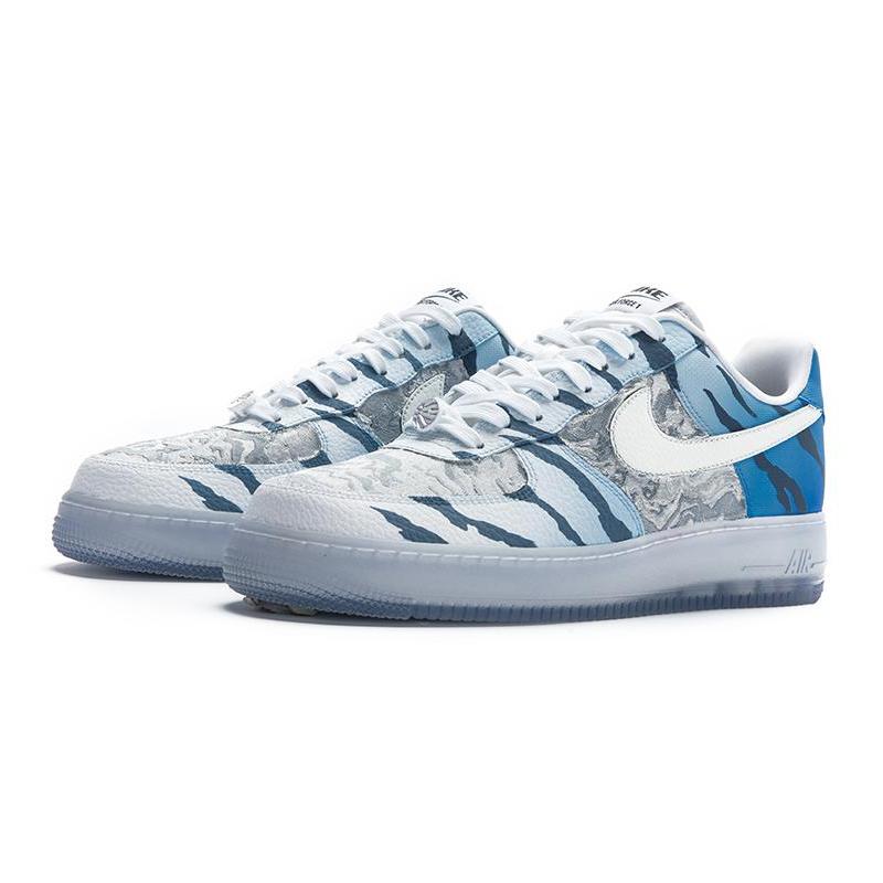 [Custom Men's style in the Year of the Tiger, white and blue]  Men’s Air Force 1 Low EMB Sneakers White/Blue